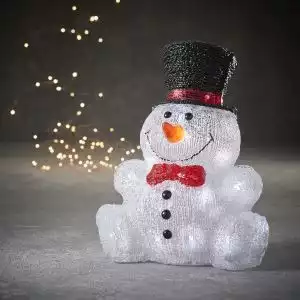 Snežak akril bel 30 led, 32 cm,  IP44, Edel.